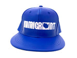 Blue And White Faux Leather SnapBack