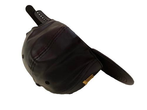 Black and Gold Faux Leather Snapback