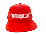Red and White Faux Leather SnapBack