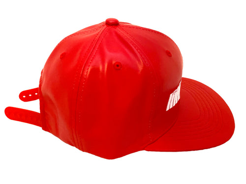 Red and White Faux Leather SnapBack