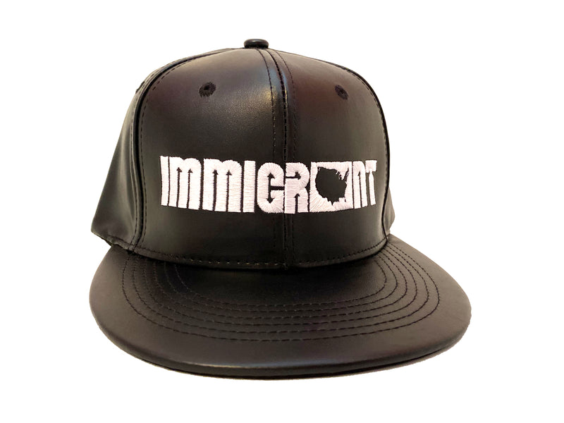 Black and White Faux Leather SnapBack
